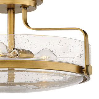 Hinkley Harper 18" Large Semi-Flush Ceiling Light, Heritage Brass + Clear Seedy