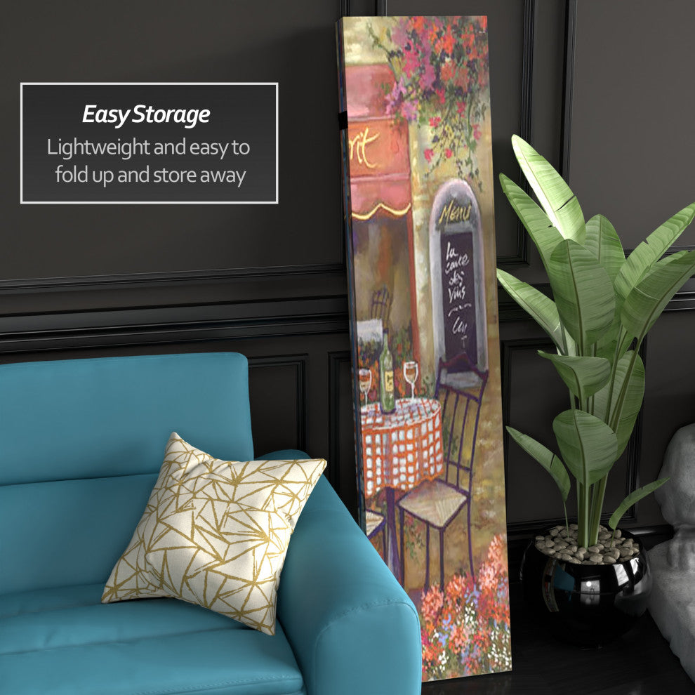 6'' Tall Double Sided Parisian Cafe Canvas Room Divider