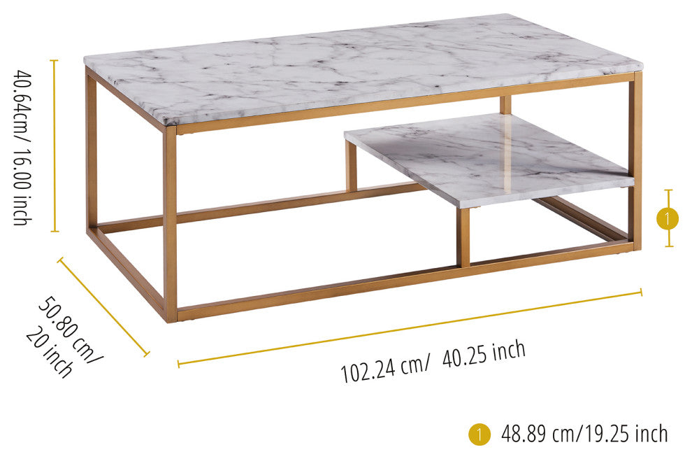 Marmo Coffee Table with Faux Marble Top