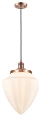 Large Bullet 1 Light Mini Pendant, Antique Copper, Matte White