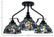 Odyssey 3 Light Semi Flush Mount, Matte Black Finish, 7" Blue Mosaic Art Glass