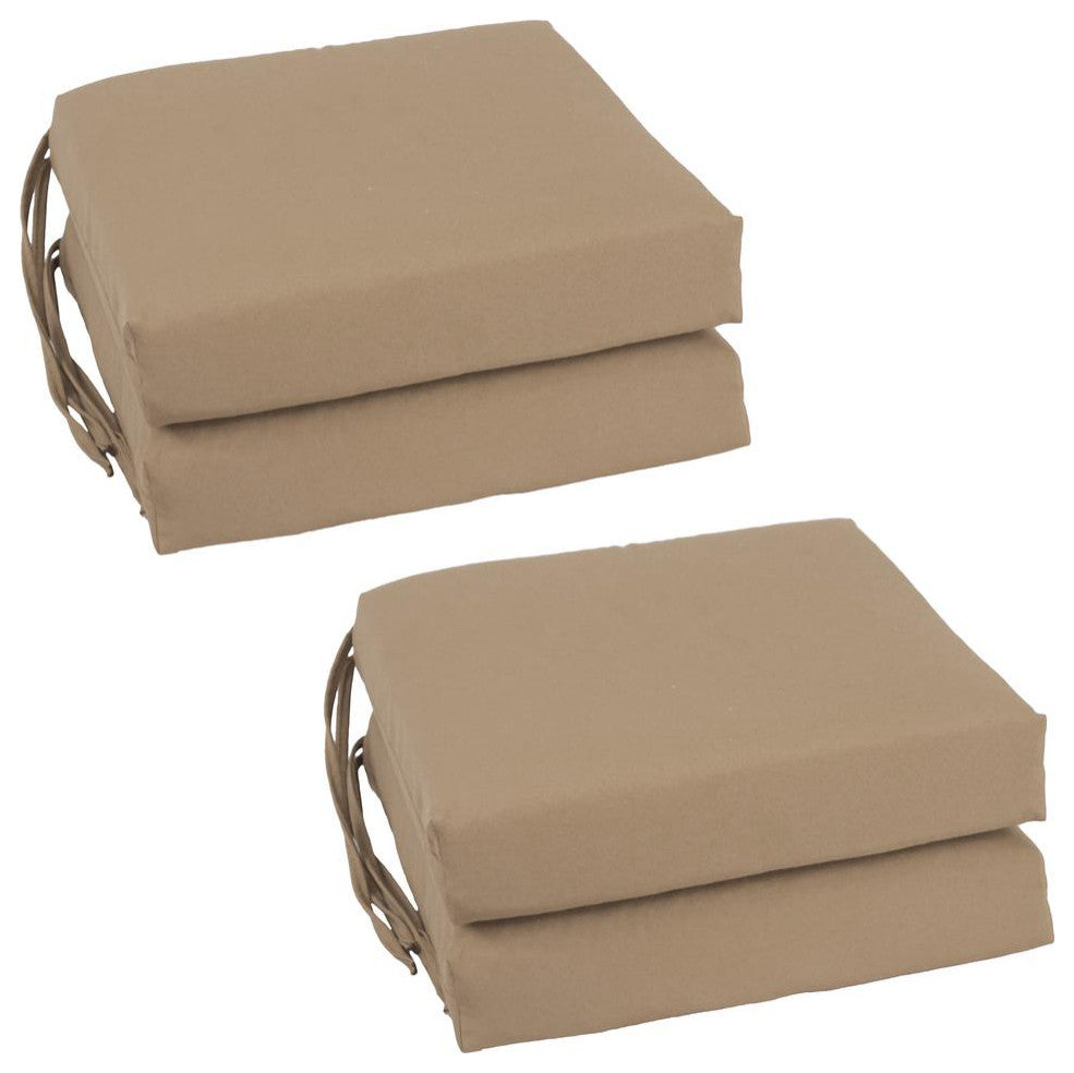 Blazing Needles Set of 4 Indoor Twill Chair Cushions, Toffee