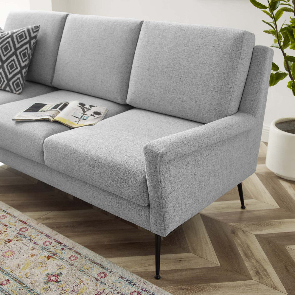 Sofa, Fabric, Black Gray, Modern, Living Lounge Hotel Lobby Hospitality