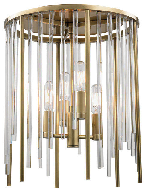 Hudson Valley Lewis 4 Light, Flush Mount, Aged Brass