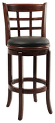 Sabi 24 inch Swivel Counter Stool, Solid Wood, Faux Leather, Brown, Black