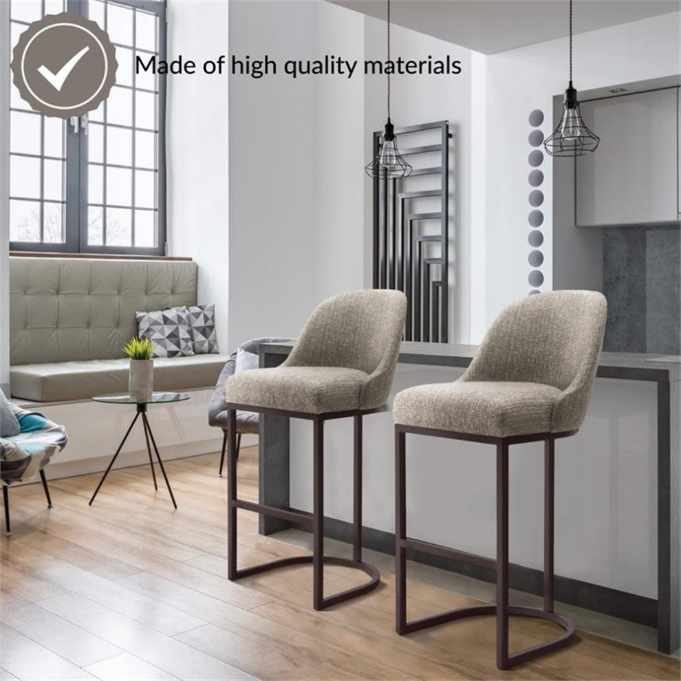Leick Favorite Finds Barrel Back Metal Bar Stool Set in Gray/Espresso