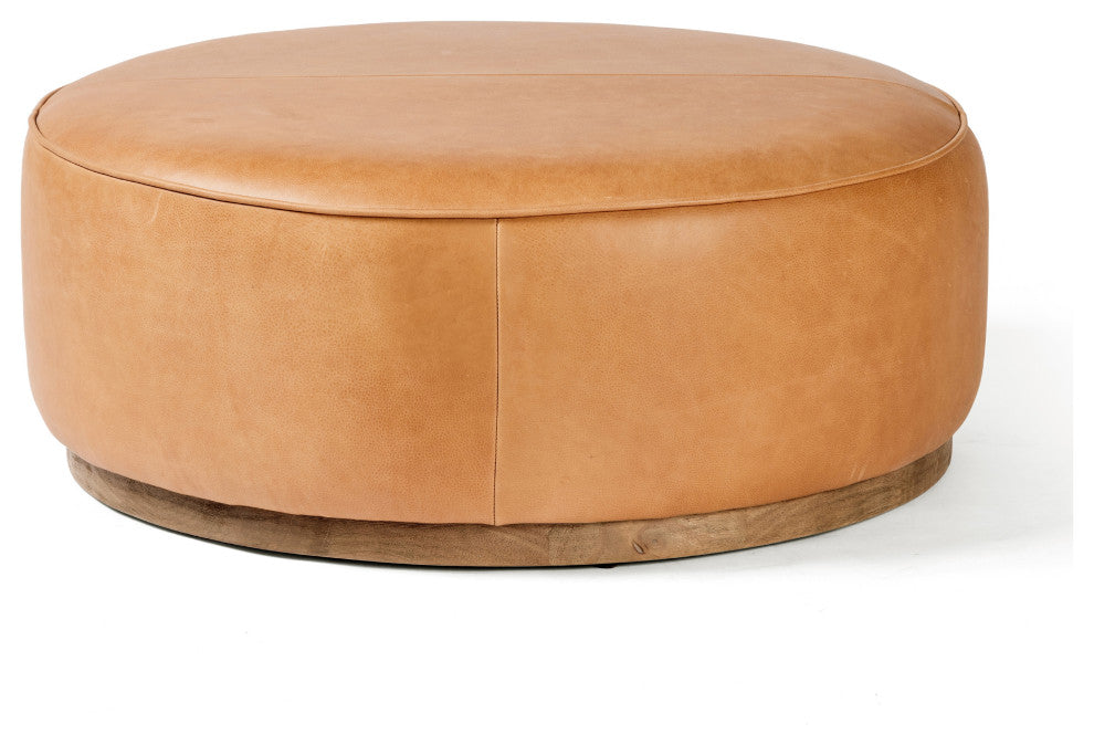 Sinclair Large Round Ottoman-Bttrscotch