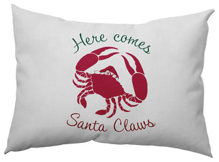 Santa Claws Crab Accent Pillow, Christmas Pink, 14"x20"