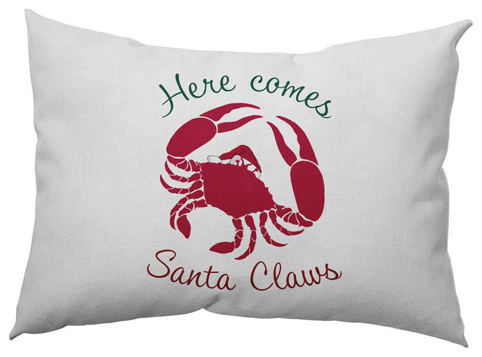 Santa Claws Crab Accent Pillow, Christmas Pink, 14"x20"