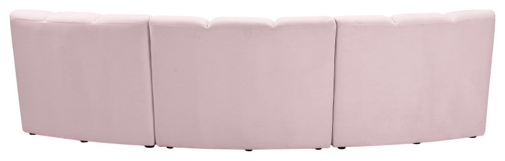 Infinity Channel Tufted Velvet Modular Chair, Pink, 3 Piece