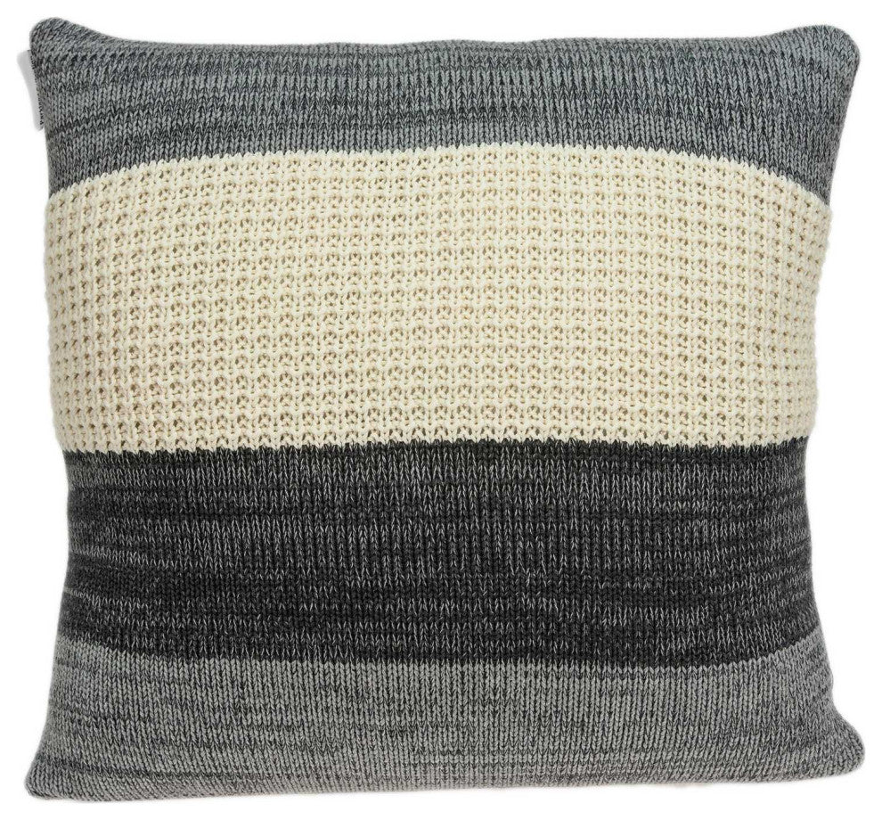20" X 7" X 20" Transitional Multicolor Cotton Pillow Cover With Down Insert