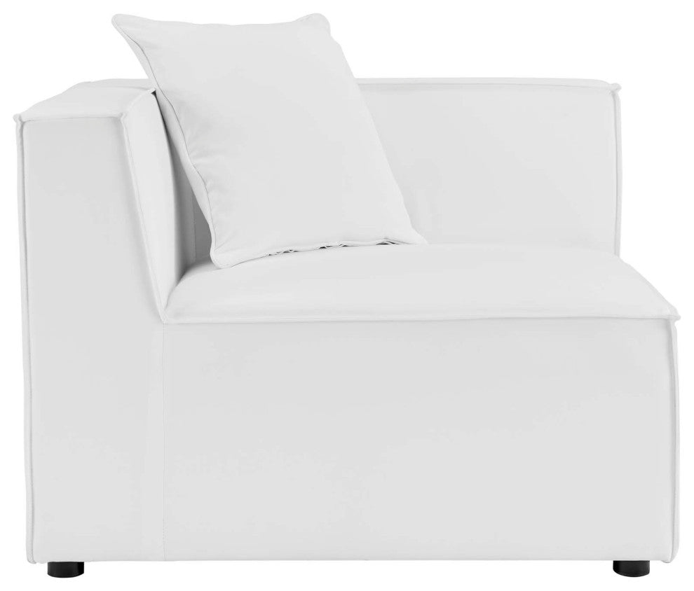 Lounge Sectional Sofa Set, Fabric, White, Modern, Outdoor Patio Balcony Garden