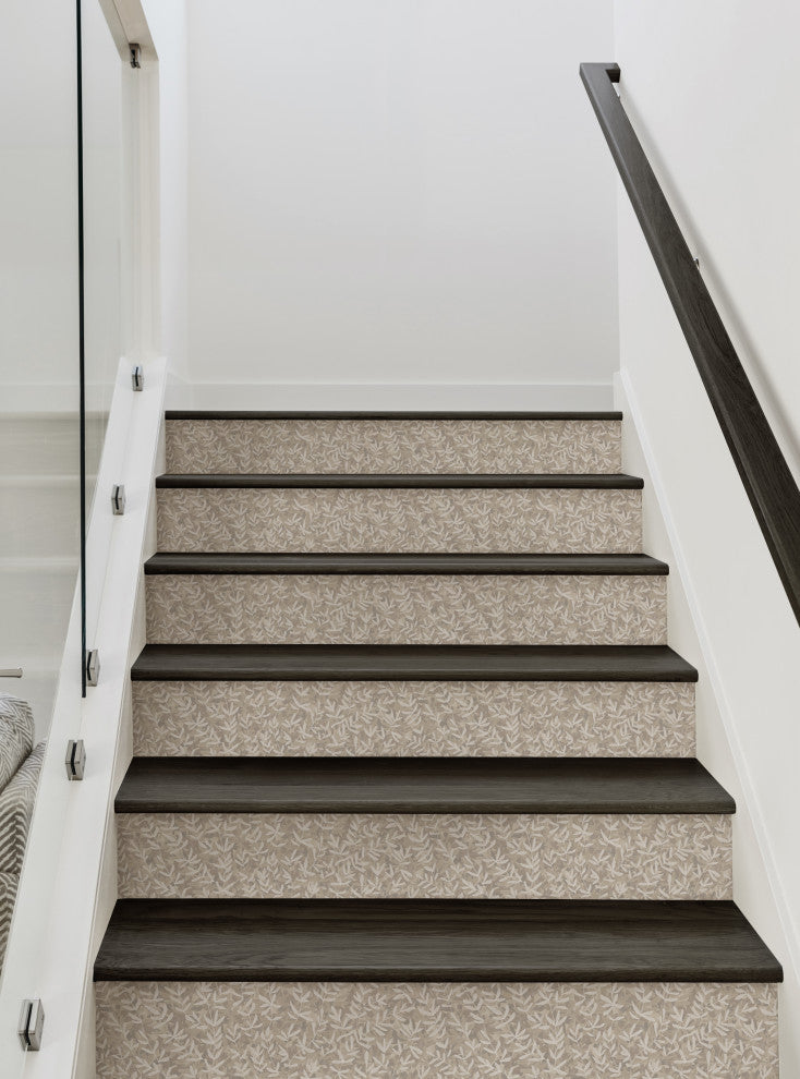 Forest Foliage Peel and Stick Stair Riser Strips, Beige, 48"w X 7"h, Set of 6