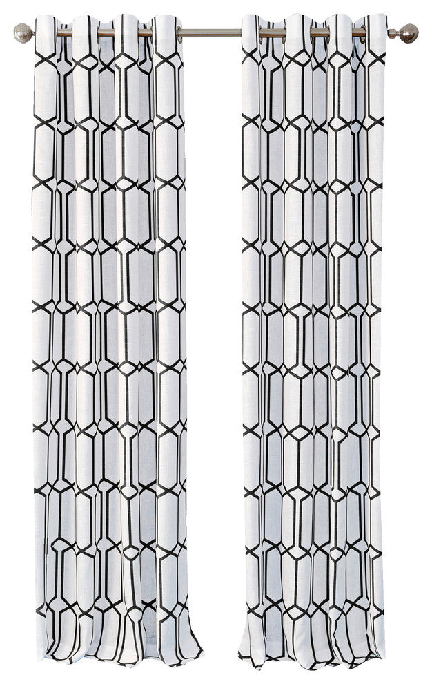 Kaiden Geometric Room Darkening Window Curtain, Black, 52"x95"