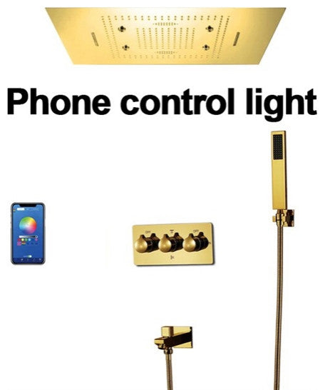 LED Mist Hot and Cold Shower System, Square Hand Shower, Phone Control
