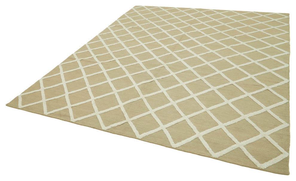 Rug N Carpet - Handmade Modern Design 8' 0'' x 10' 0'' Wool Flatweave Kilim Rug