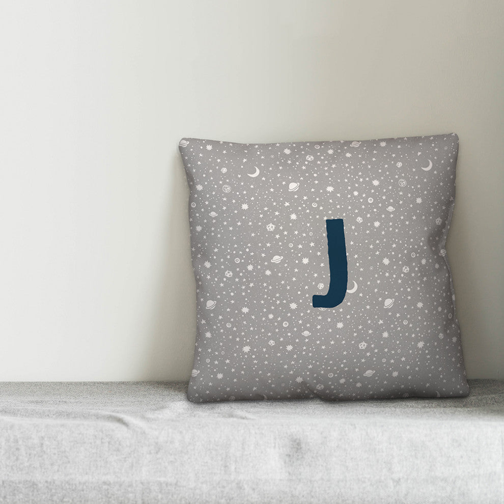 Monogram J Space Doodle 16x16 Spun Poly Pillow