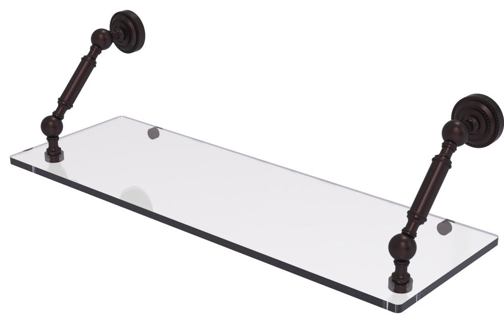 Dottingham 24" Floating Glass Shelf, Antique Bronze