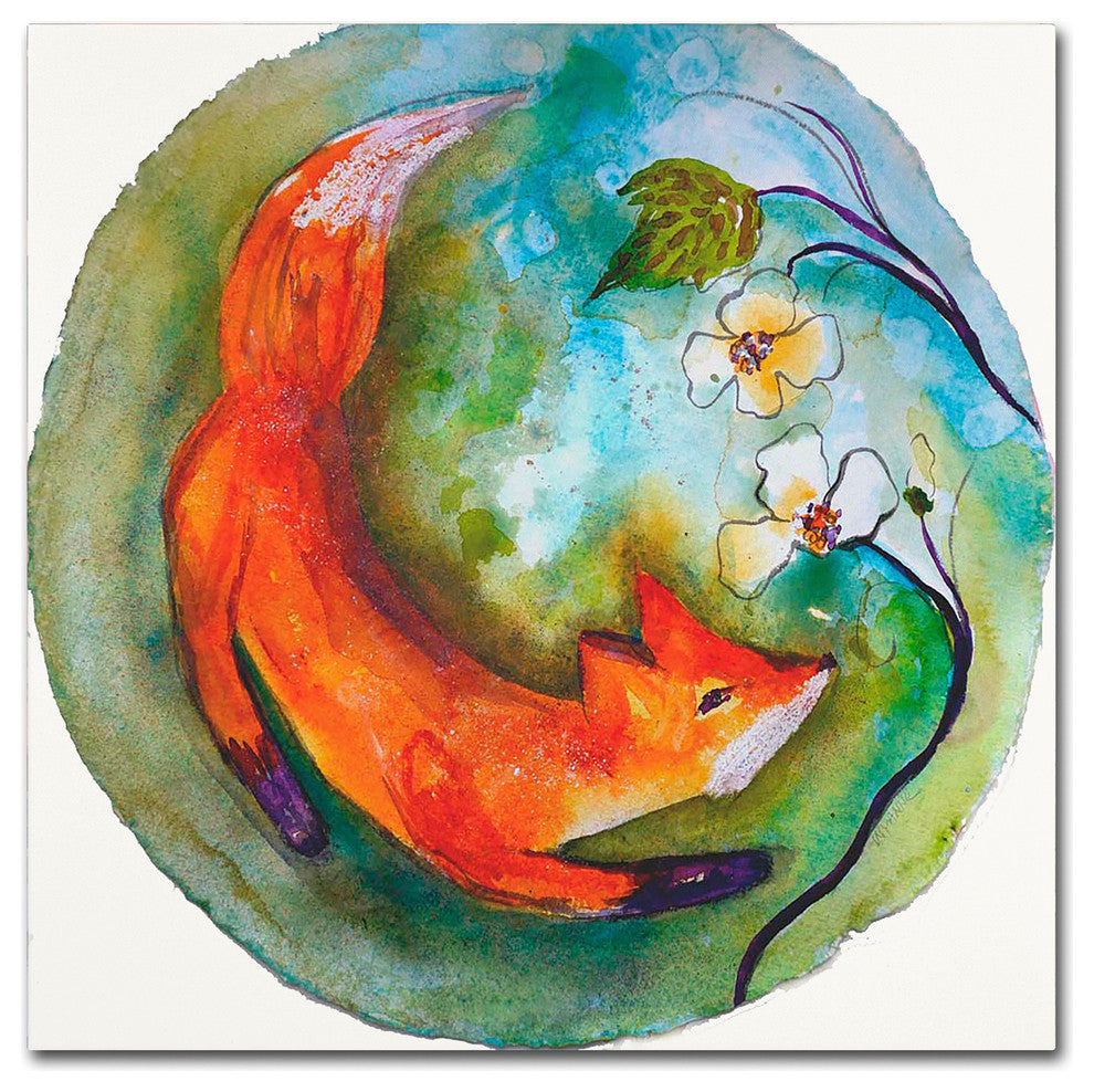 Wyanne 'Fox In The Round' Canvas Art, 18"x18"