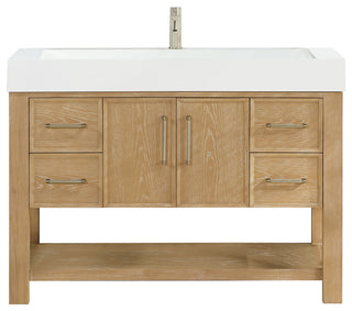 Vera Bath Vanity with Stone Top, Washed Ash Grey, 48", Single Vanity, No Mirror