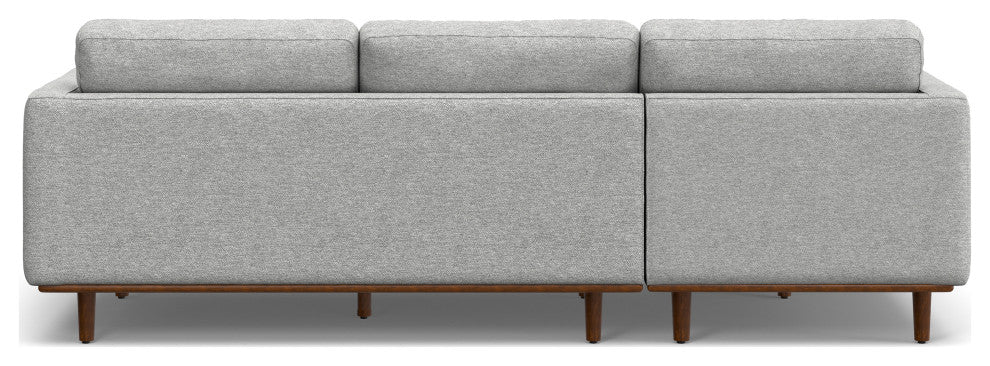 Morrison Mid Century Left Sectional Wide Sofa Tightly Woven Performance Fabric, Mist Grey