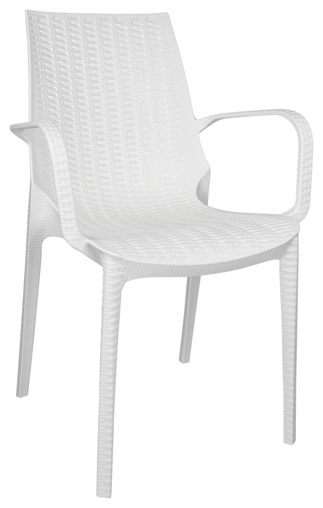 LeisureMod Kent 7-Piece Dining Set with 4 Side Chairs 2 Arm Chairs, White