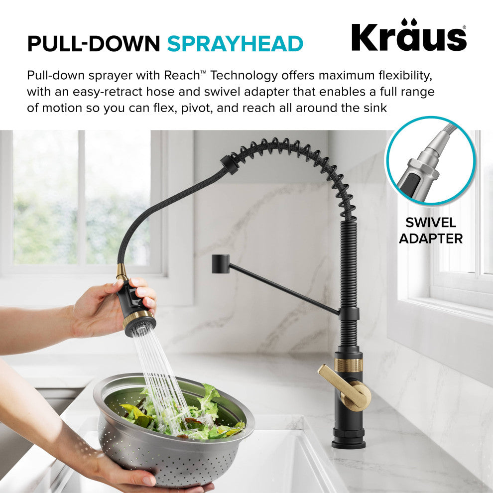 KRAUS Allyn Commercial Style 2-Function 1-Handle Pull Down Kitchen Faucet BBMB