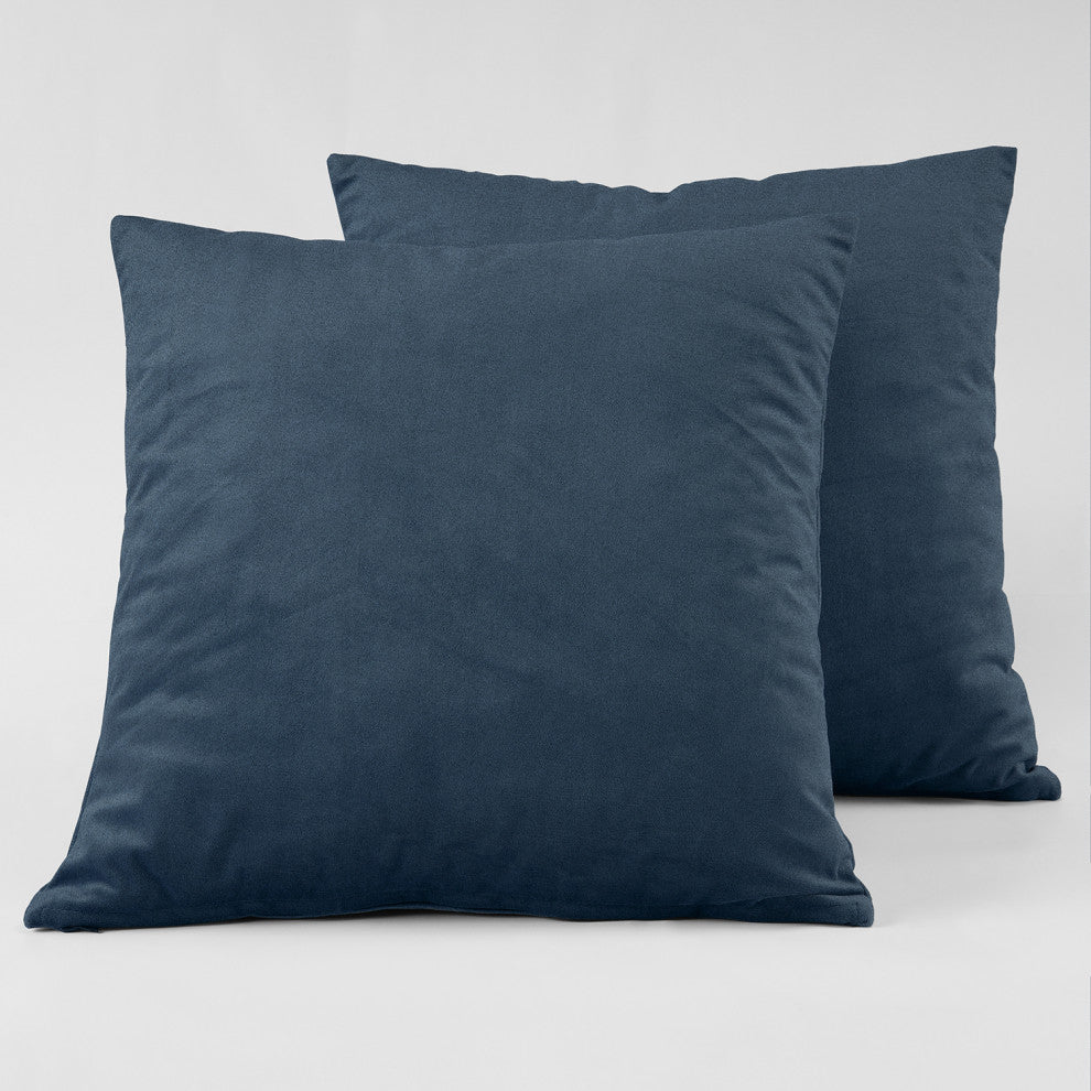 Heritage Plush Velvet Cushion Cover Pair, London Blue, 18w X 18l