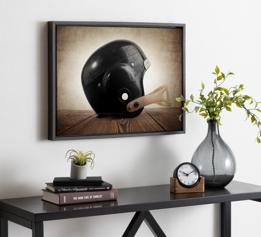 Sylvie Vintage Helmet Framed Canvas by Shawn St. Peter, Gray 18x24