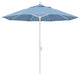 9' Matted White Collar Tilt Crank Lift Aluminum Umbrella, Sunbrella, Air Blue