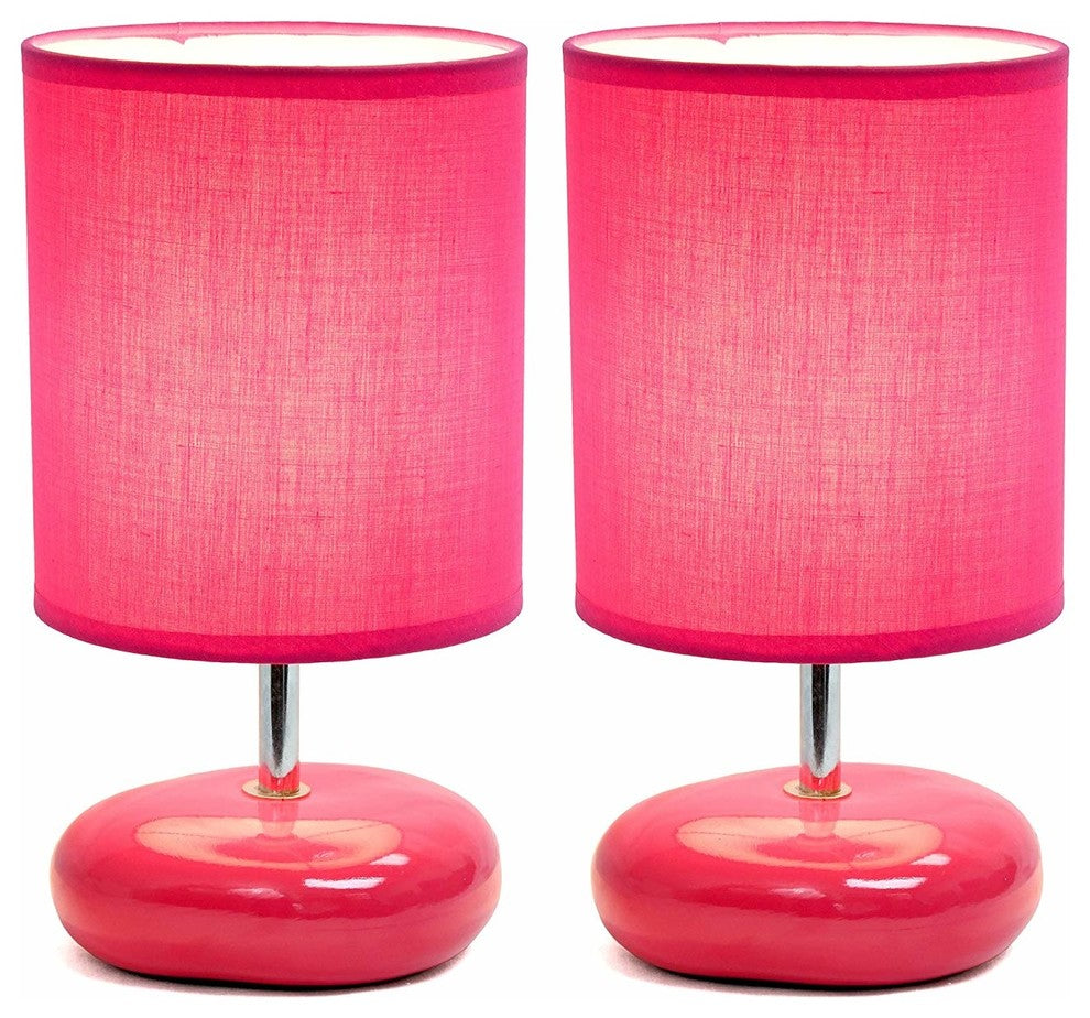 Simple Designs Stonies Small Stone Look Table Bedside Lamp 2 Pack Set
