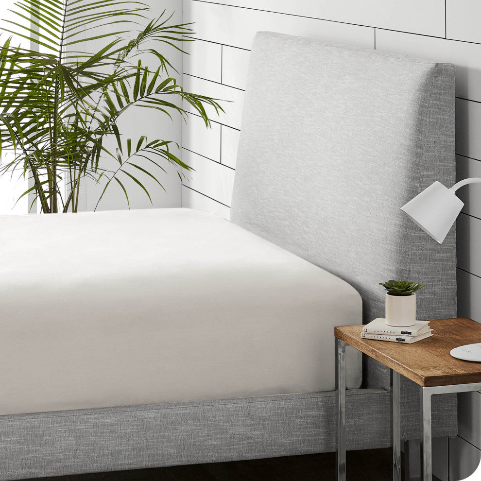 Bare Home Flannel Fitted Bottom Sheet, White, Queen, Single Sheet