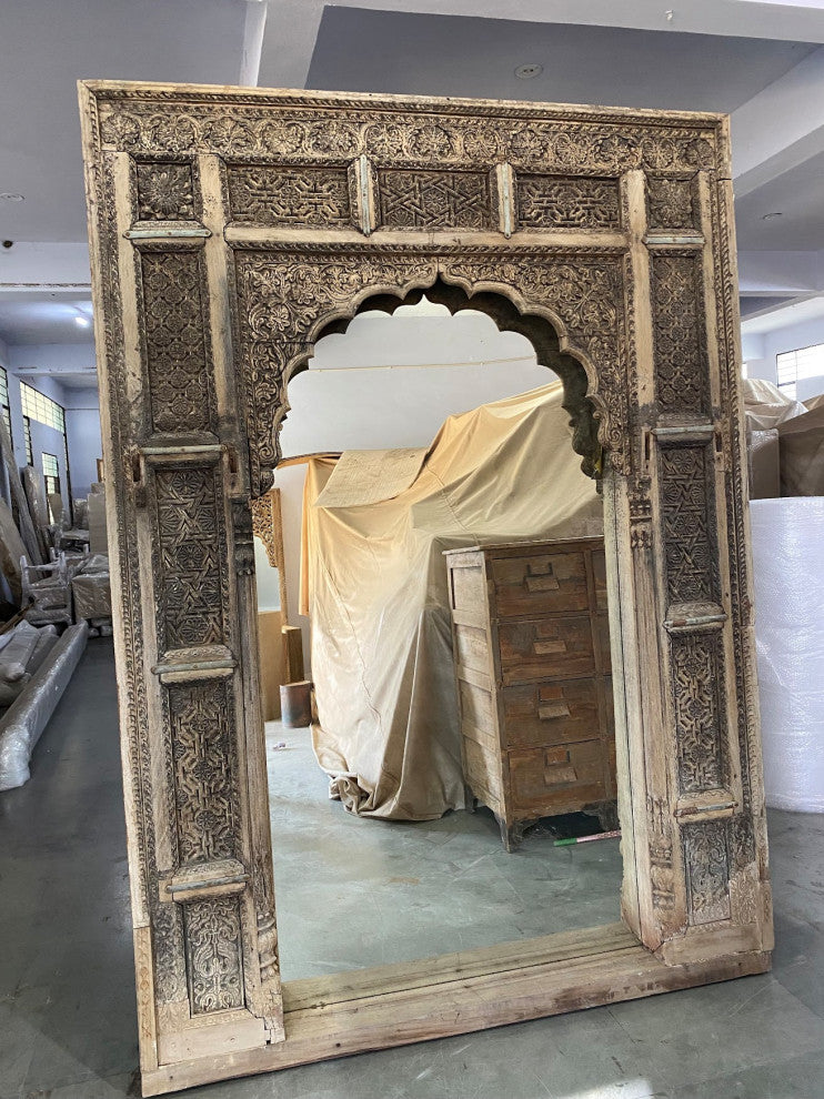Consigned Large Old India Doorway Mirror 1