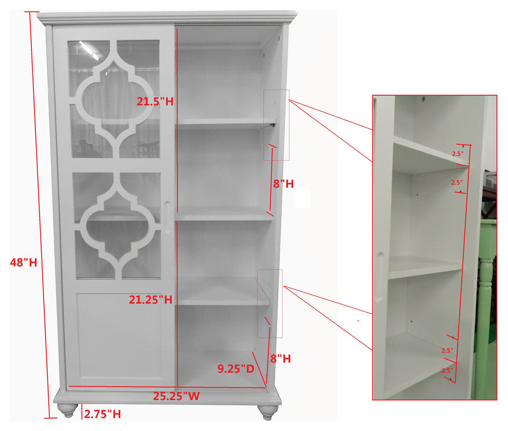 Callum Wood Curio Bookcase With Sliding Glass Doors, White