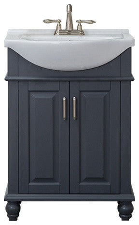 Lancaster 24" Single Bathroom Vanity, Gray, Porcelain Top, Centerset