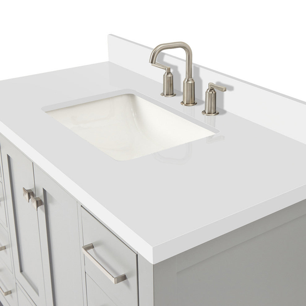 ARIEL Cambridge 43" Rectangle Sink Bathroom Vanity Grey With Quartz Top