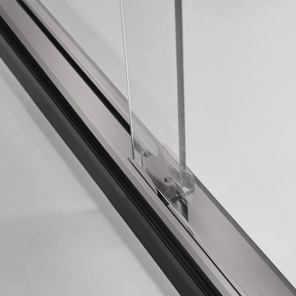 Frederick 47 in. W x 70 in. H Shower Door in Brushed Nickel with Clear Glass