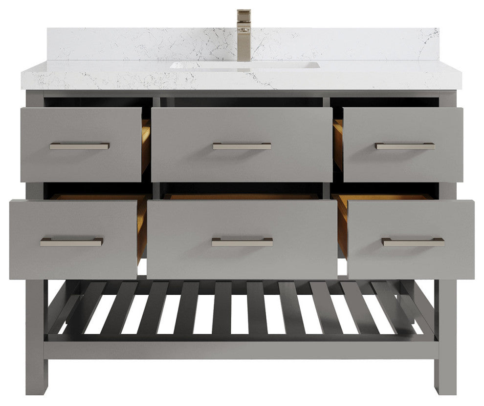 Parker 48 Single Sink Bath Vanity in Elephant Skin Gray  2" Empira Quartz