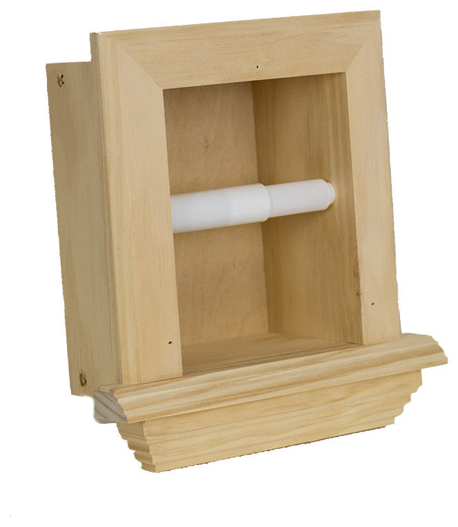 Tampa Recessed Solid Wood Toilet Paper Holder 7 x 8.5, Unfinished