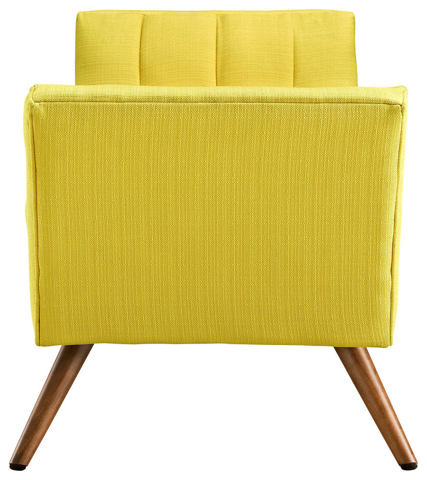 Modern Contemporary Medium Fabric Bench, Yellow, Fabric