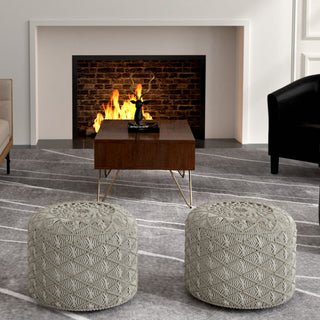 Coates Round Macrame Pouf
