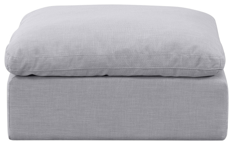 Indulge Upholstered Modular Chair, Grey, Down Stuffed Linen Textured Fabric, Ottoman