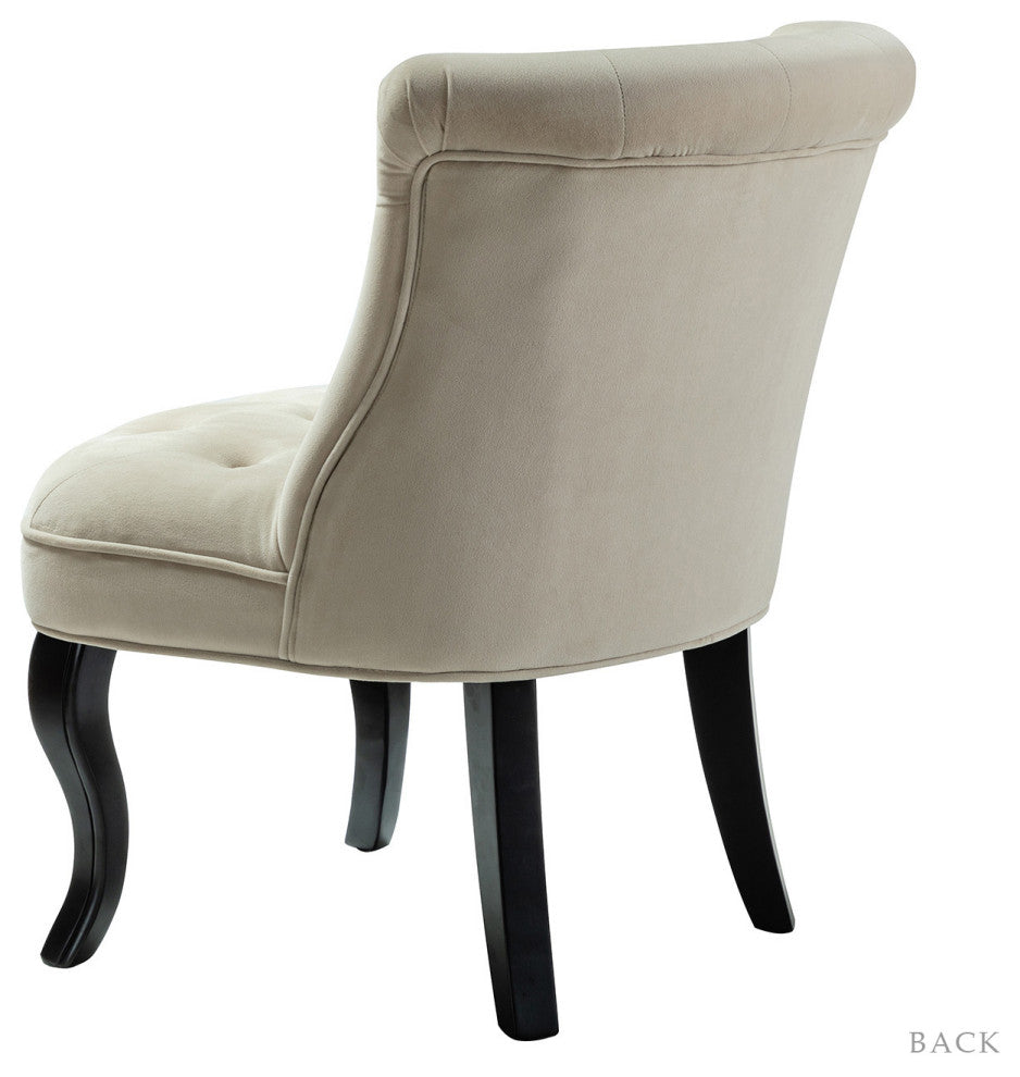Upholstered Accent Chair With Tufted Back, Set of 2, Tan