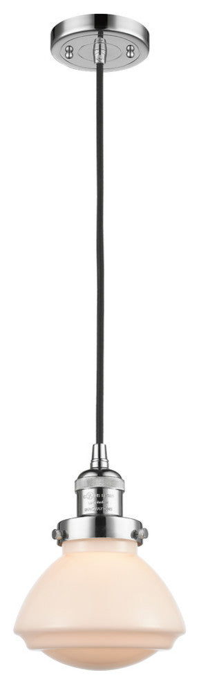 Olean 1-Light Mini Pendant, Polished Chrome, Matte White