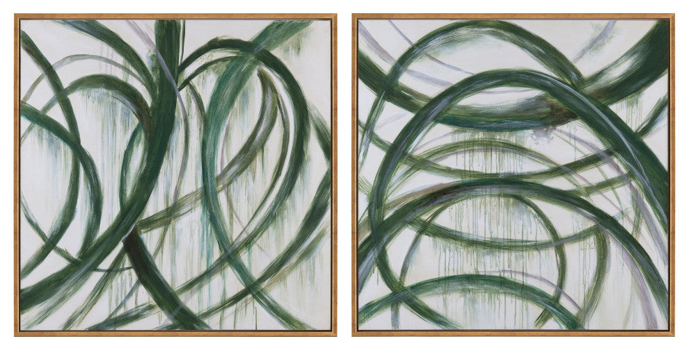 Evergreen Twists Canvas Wall Art With Gold Frame