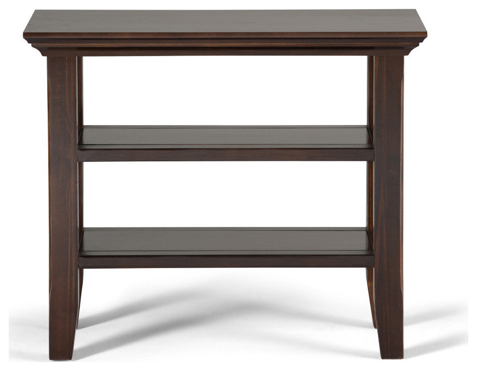 Acadian Solid Wood 14" Rustic Narrow Side Table, Brunette Brown