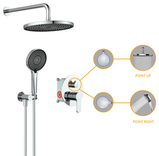 Shower System, 10" Shower Head Handheld Shower Set Shower Valve Kit, Chrome