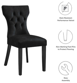 Silhouette Performance Velvet Dining Chairs, Set of 2, Black