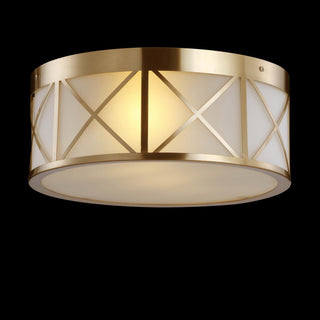 Cadence 15" Drum Metal/Glass Flush Mount, Brass Gold