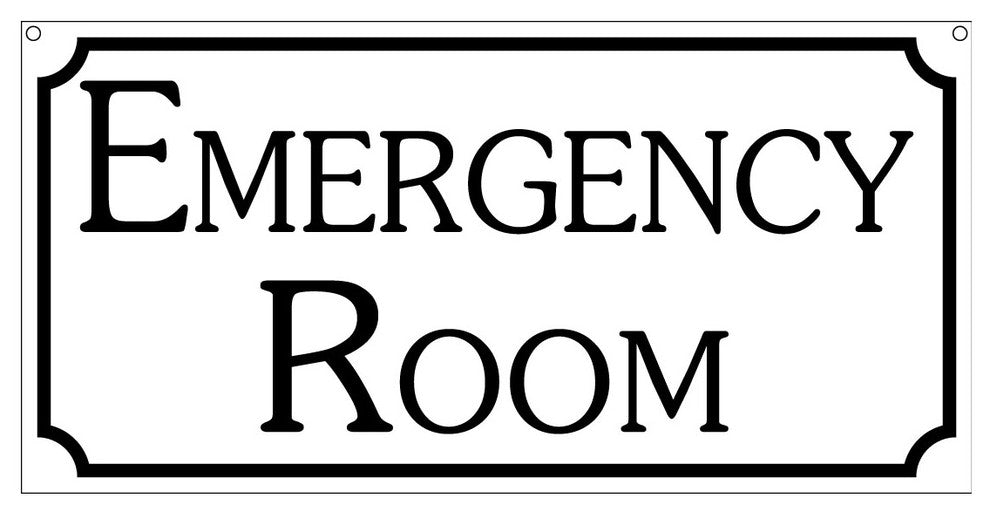 Emergency Room, Aluminum Safety Hospital Sign, 6"x12"